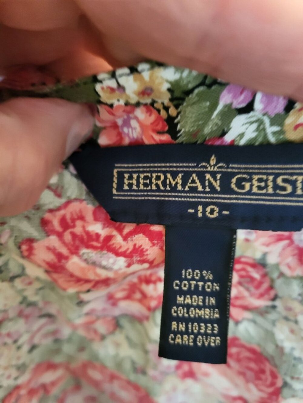Vintage 80s Herman Geist Pink Rose Floral Cotton Skirt Blouse 10 Cottage Preppy - Picture 12 of 12